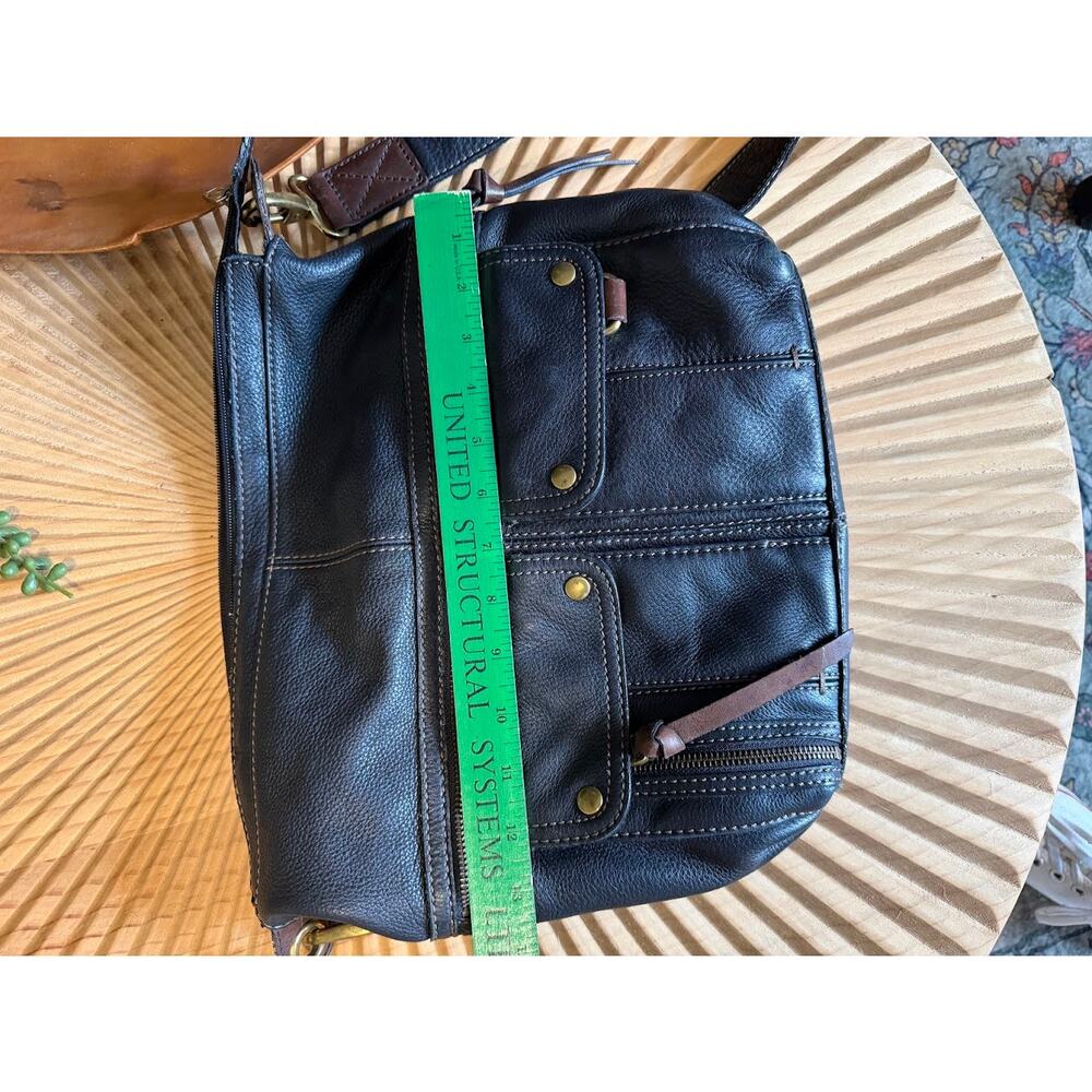 Fossil Hobo Morgan Traveler Bag Wide Strap Crossbody Pebbled Black Leather Bag - Picture 11 of 14